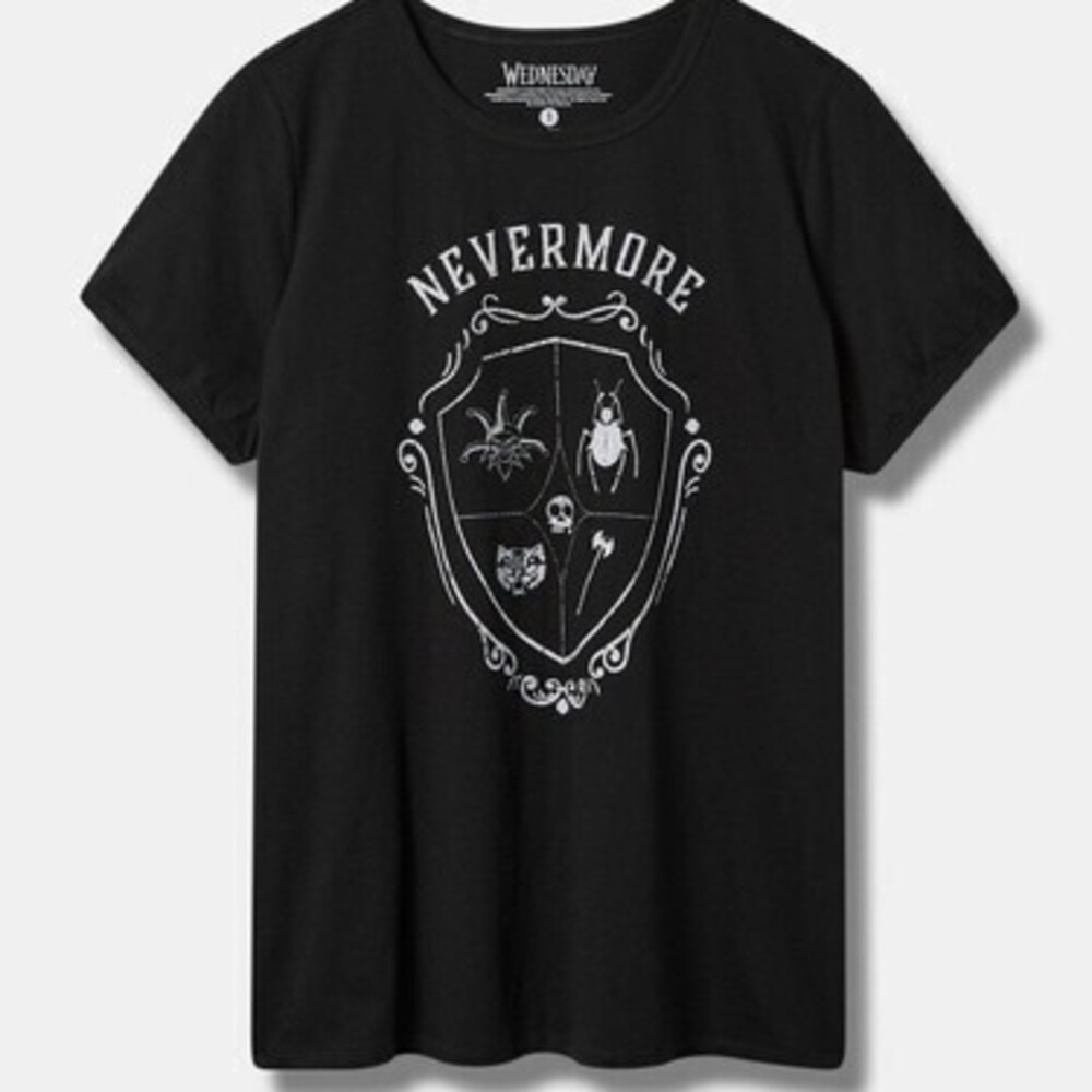 Torrid Wednesday Nevermore Classic Fit Cotton Ringer Tee 0x